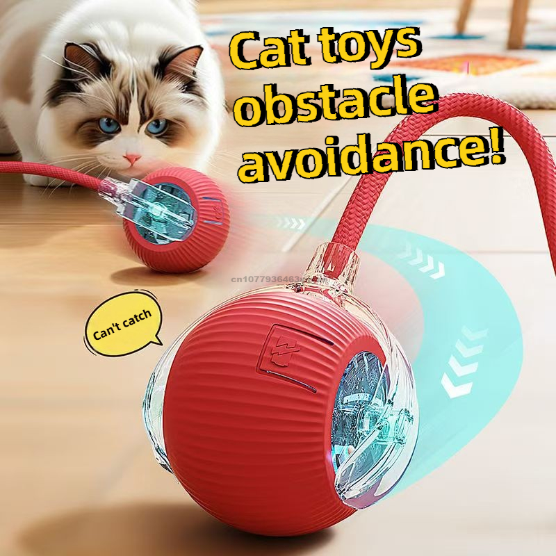 Pelota eléctrica para gatos, pelota rodante automática, cola de imitación, juguete interactivo recargable para mascotas, entrenamiento para perros y gatos, juguetes para mascotas con ratón de imitación