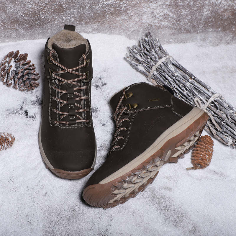 Women hiking shoes winter waterproof Non-Slip Outdoor boots With Fur Snow Sneakers Camping Sport Trekking Shoes for woman plush: Brown / 7.5