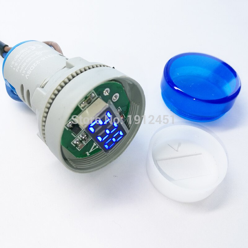 Ad16 22mm ac 50-600v volt voltmeter indikator signallys ledet digital vise rød gul grønn hvit blå