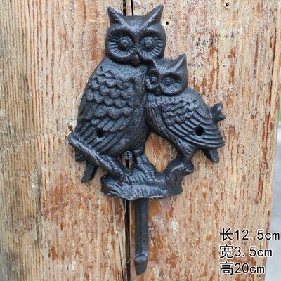 European Style Retro Cast Iron Art Hook Wall Hanging Coat Hook Owl Home Garden Decoration: 2