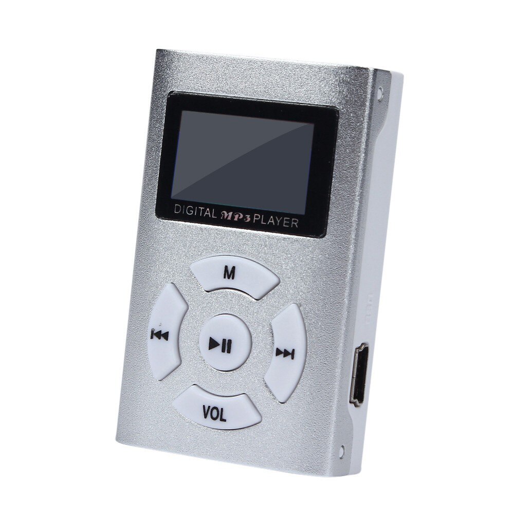 Mini MP3 Spieler LCD Bildschirm Metall fallen Musik Medien MP3 Unterstützung 32GB Mikro SD TF Karte USB Lange zeit musik-Spieler: Silber