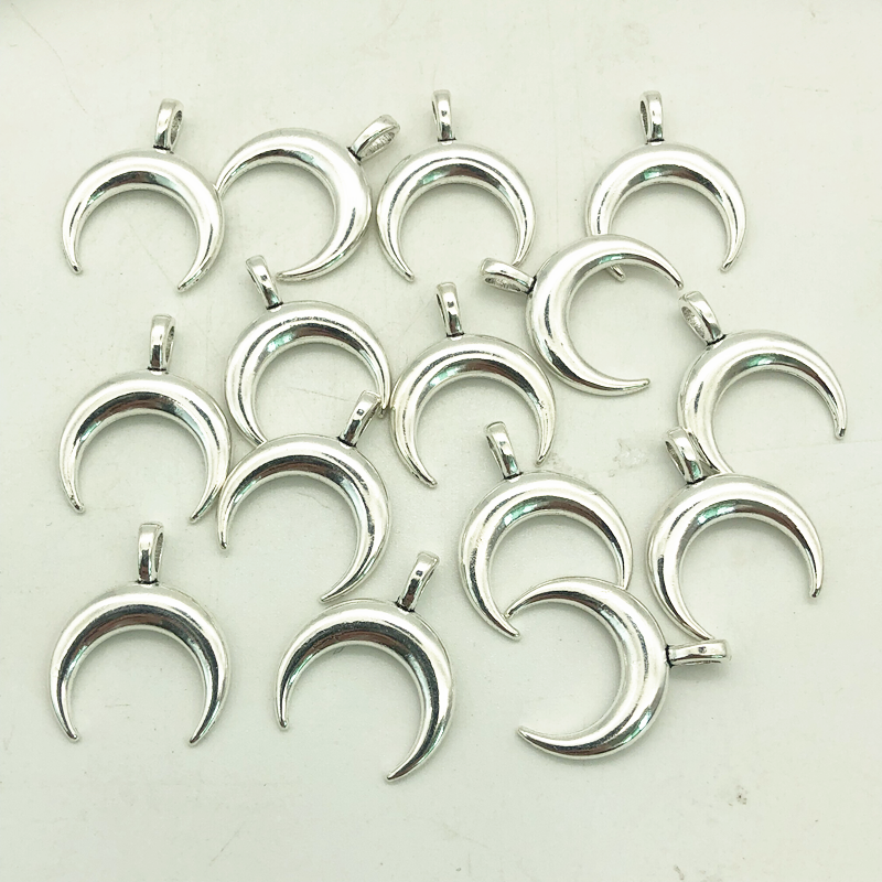 15Pcs 21X17Mm Hanger Hoorns Crescent Moon Charm Hangers Voor Sieraden Maken Diy Oorbel Maan Hangers Handgemaakte accessoires