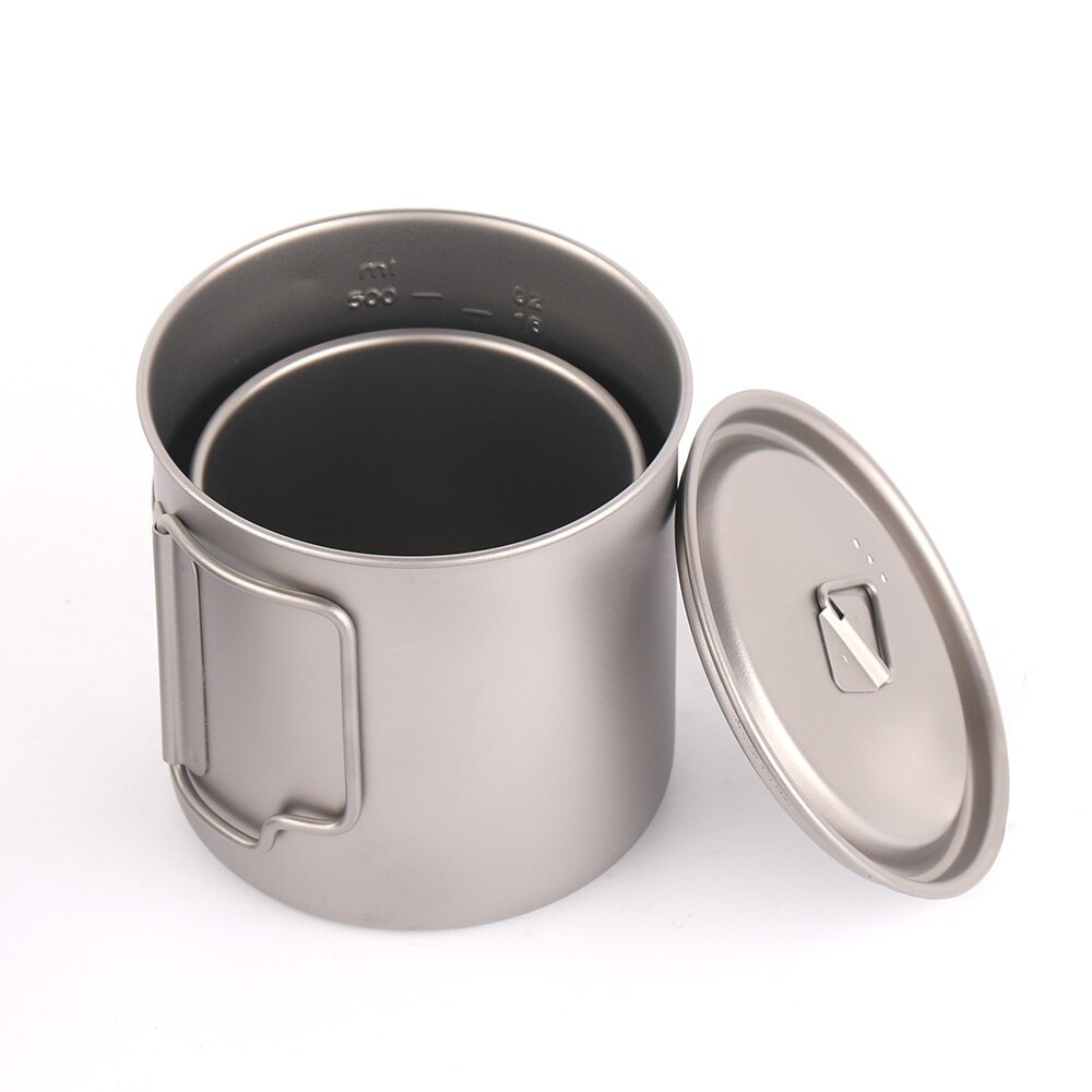 Lixada Ultralight Titanium Cup Outdoor Draagbare Camping Picknick Water Cup Mok Met Opvouwbare Handvat 300Ml/350Ml/550Ml/650Ml