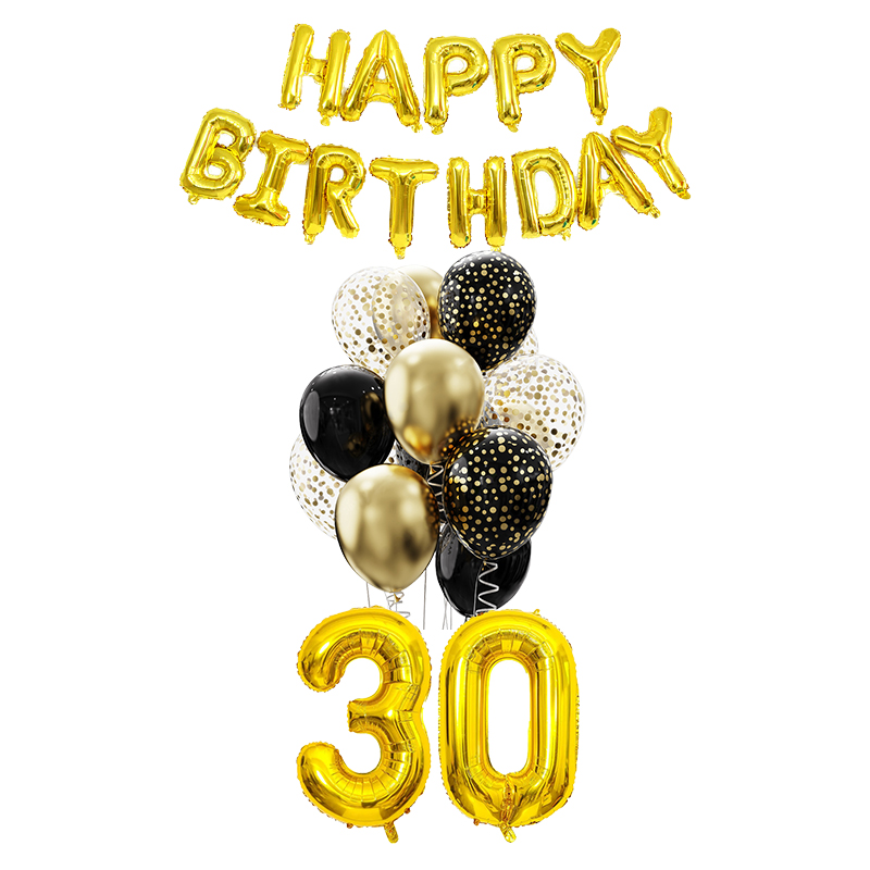 30th 40th 50th bursdagsfestpynt for menn og kvinner svart og gull festutstyr sett servise tallerkener kopper servietter duk: Beige