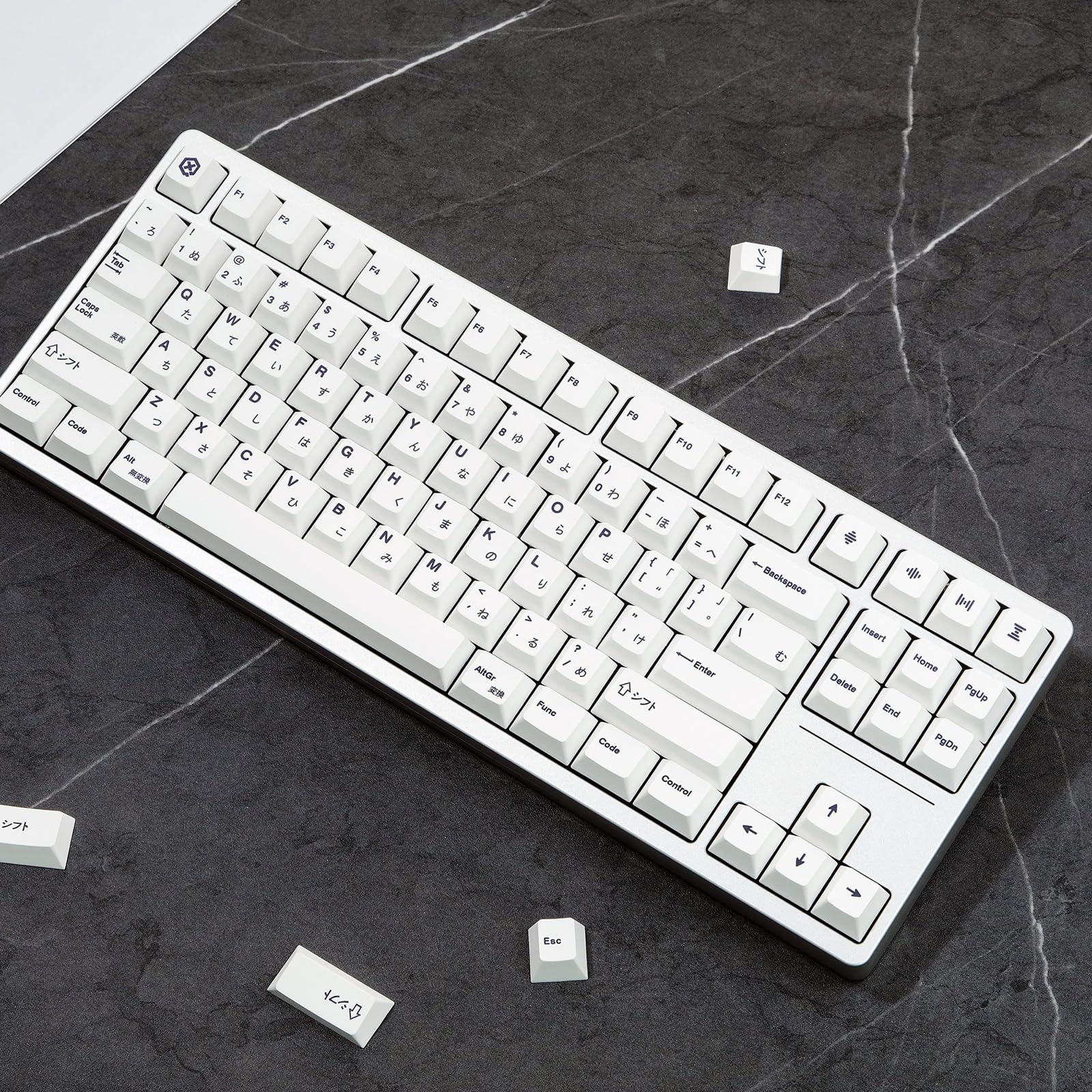 Teclas PBT Minimalistas Brancas de 135 Teclas, Perfil Cherry, DYE-Sub, Personalizadas em Inglês para Teclados Mecânicos 61/64/87