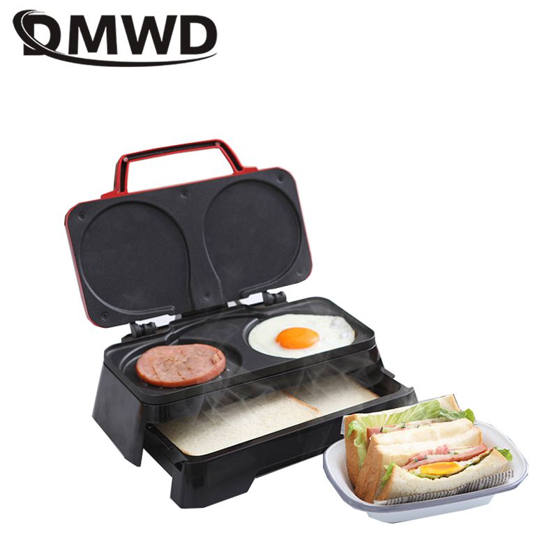 Dmwd 3 In 1 Multifunctionele Ontbijt Maker 220V Ei Sandwich Hamburger Maker Hotdog Ham Worst Brood Broodrooster Non-stok Bakvormen