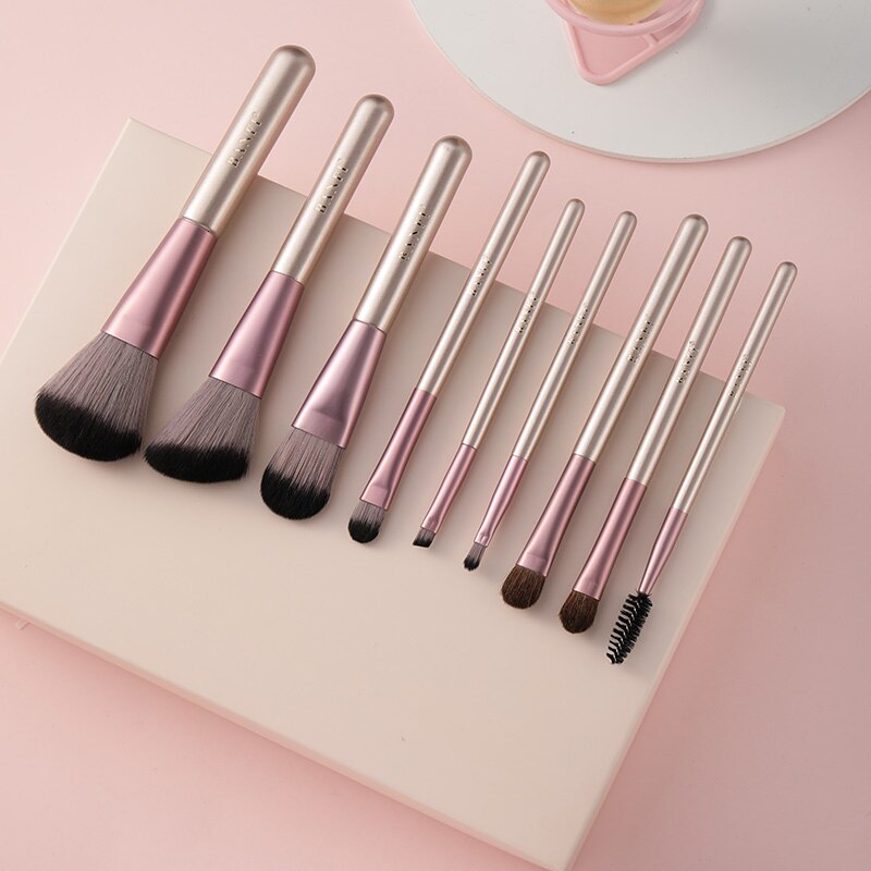 Set van 9 make-upkwasten, foundation, blending, poeder, oogschaduwkwast, make-upset, zachte make-upkwasten, cosmetische tools