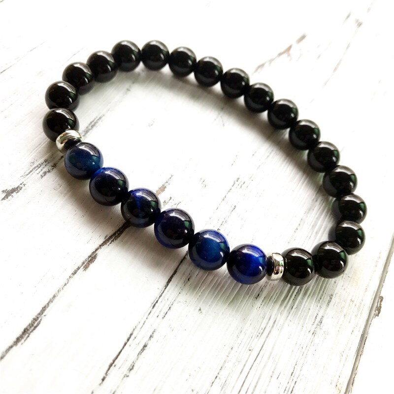 8mm zwarte onyx & blauwe tijgersteen pols mala armband yoga mala armband blijf kalm en ontspannen het beste voor mannen