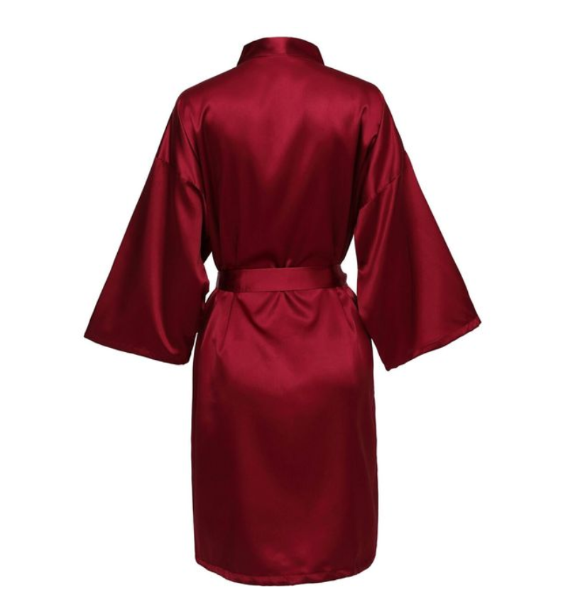 Bata de novia para equipo de de boda con letras negras, pijama de satén tipo kimono, albornoz de dama de honor SP2000