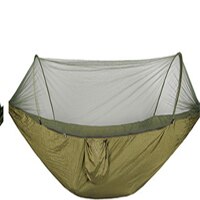 MYJ Portable Outdoor Camping Hammock Automatic Quick Opening Mosquito Free Hammock Fabric Hanging Bed Hunting Swing Pop-up tent: Army green