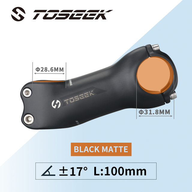TOSEEK Super Light Full Carbon Fibre Bicycle Stem Bike Parts Matte Angle 6 / 17 Degrees Length 70/80/90/100/110/120/130mm: 17 Degrees 100mm