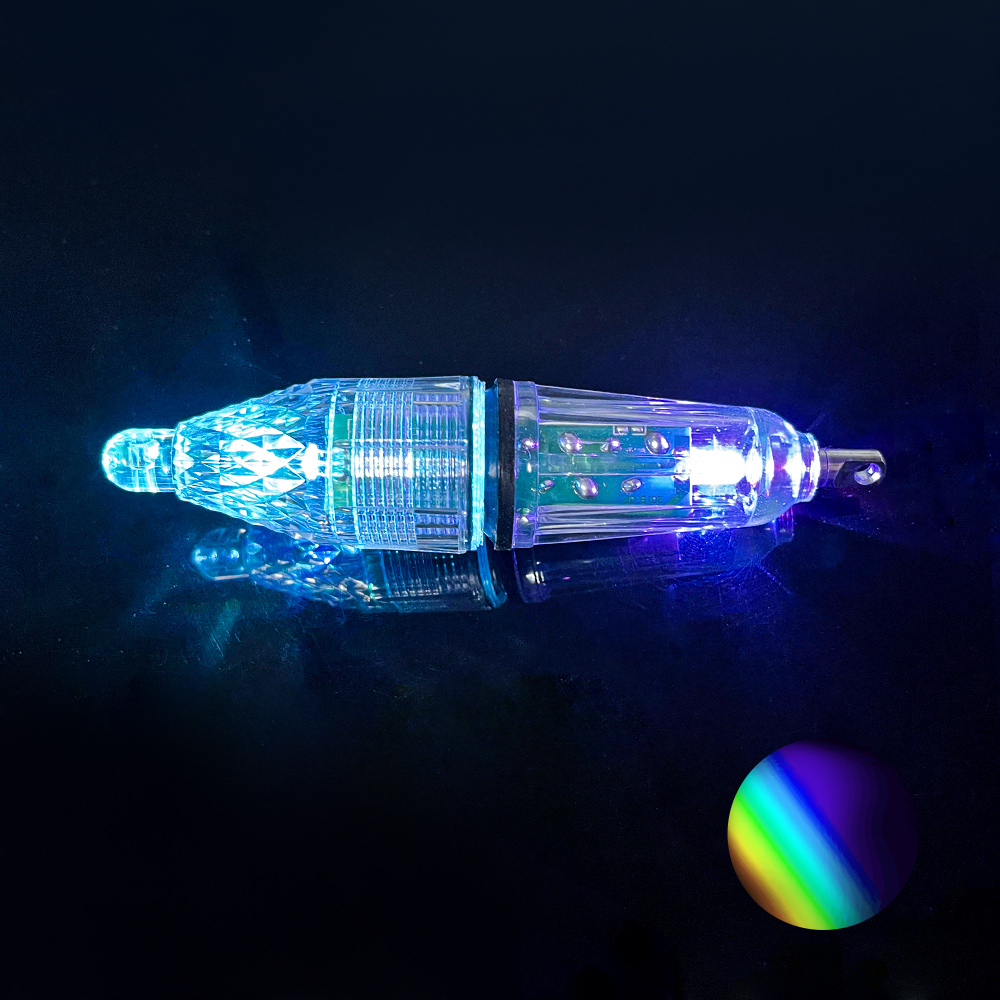 1 led blinkende fiskelampe med begge ender, fiskelampe, fiskelampe, undervandslys, fiskeopsamler: Sort