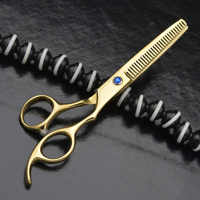 6 Inch Professionele Kappers Schaar Haar Knippen Dunner Schaar Scharen Barber Salon Tool Voor Kapper: gold Thinning