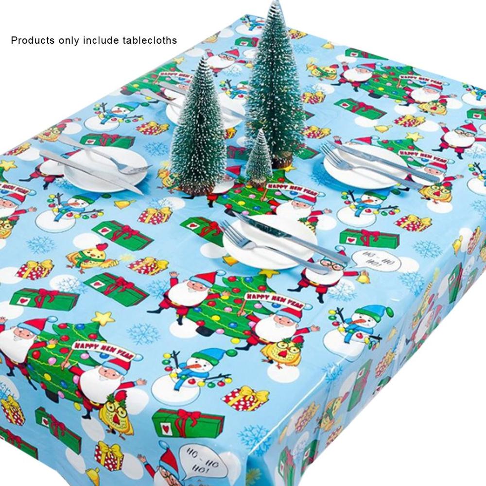1 stk 110*180cm jule dug middagsselskab år trykt rektangel pvc dug julebord dække dekorationer
