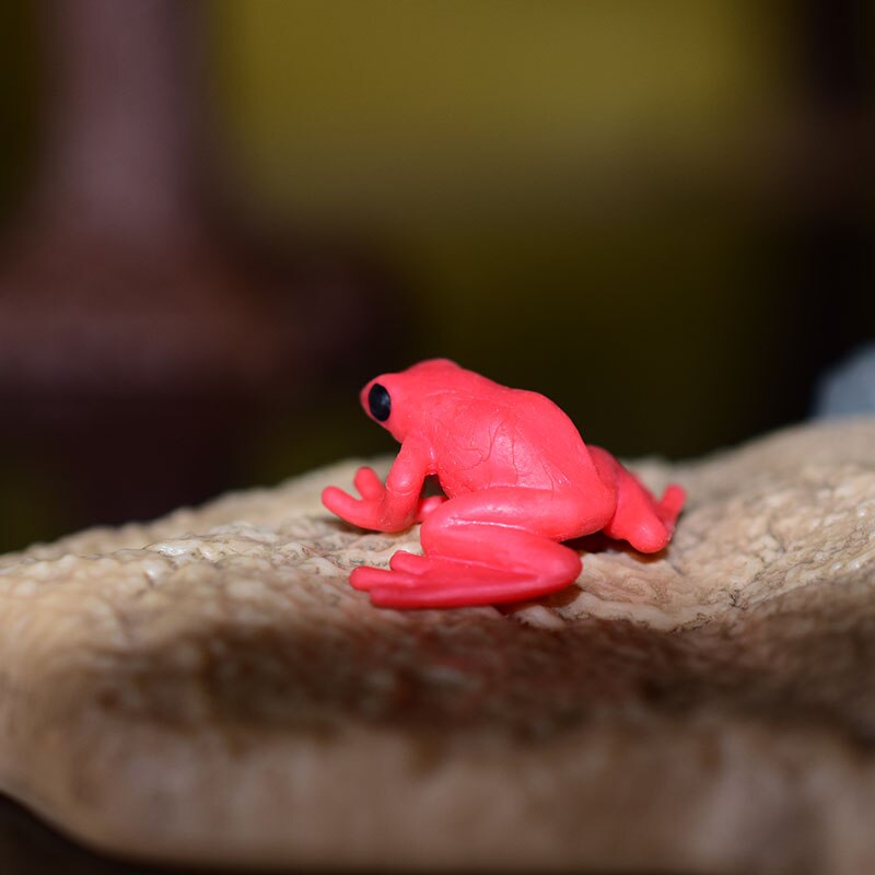 Miniatuur Oceanen Diermodel Schildpad Alligator Walvis Haai Dolfijn Pinguïn Clownfish Kikker Zee Wereld Mini Figurine Decor Speelgoed: Red frog