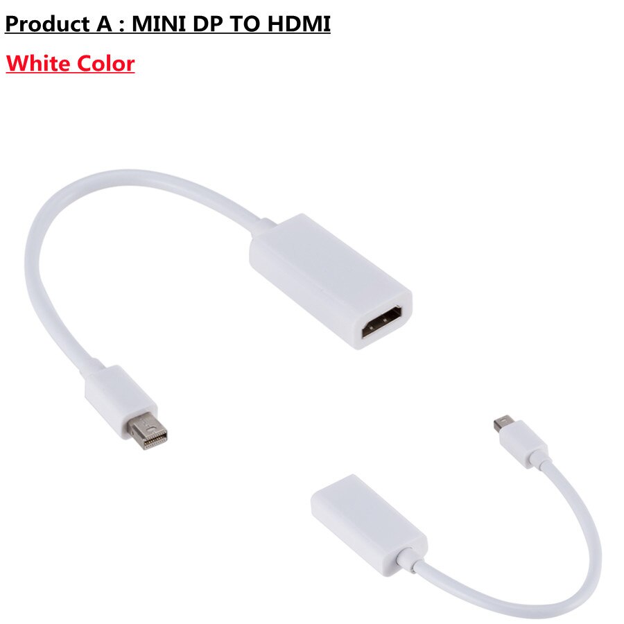 Thunderbolt Mini Display Port DP Male to HDMI-compatible Female Adapter Converter Cable For Apple Mac Macbook Pro Air Laptop: White Color