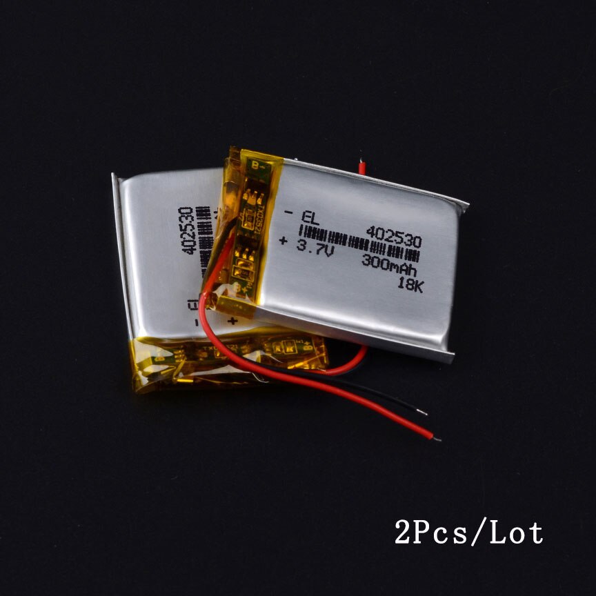 Batterie Lithium-ion Rechargeable pour lecteur mp3, 3.7V, 300mAh, 402530 Lithium polymère, écouteurs pour enregistrement: 2PCS