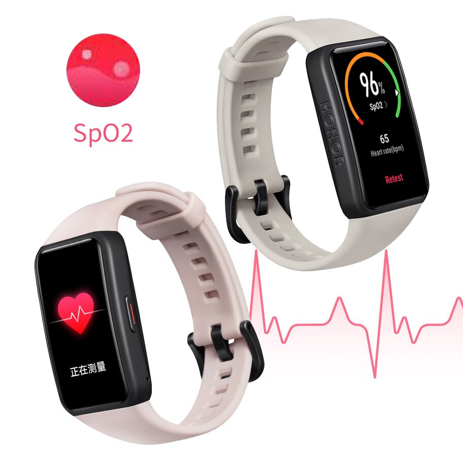 Honor Band 6 Global / CN Version Smartband Bracelet AMOLED Color Touchscreen Blood Oxygen SpO2 Heart Rate Sleep Swim Waterproof