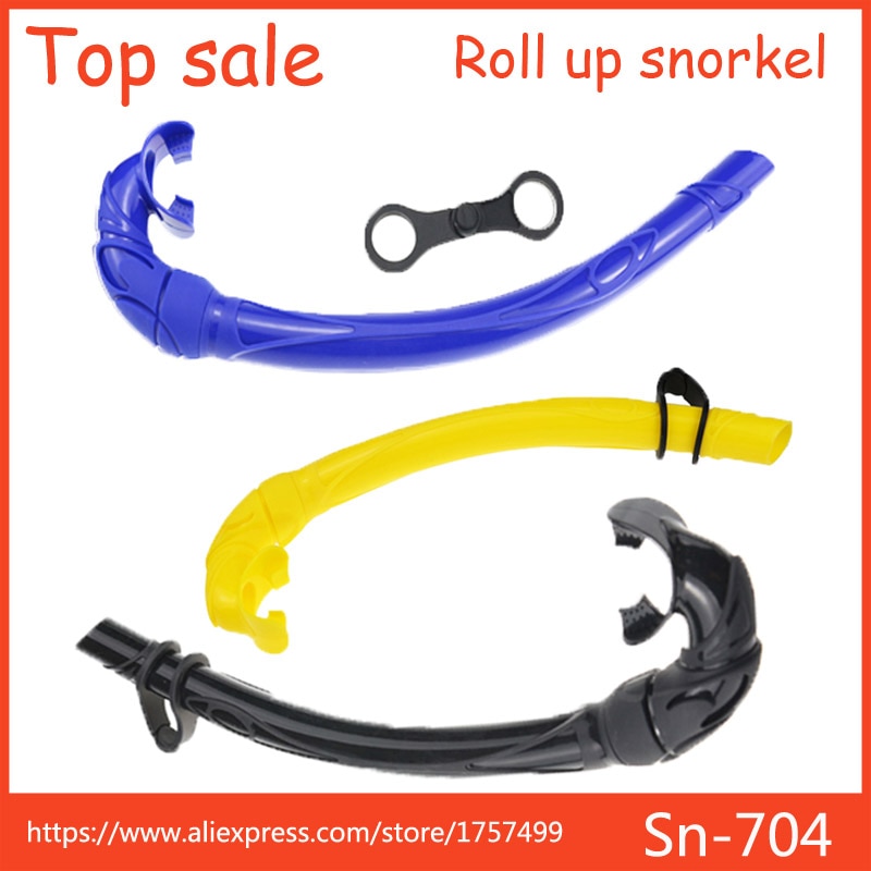 Tubo de buceo de silicona Flexible y plegado FDA, para adultos, buceo, pesca submarina, buceo libre, enrolladas