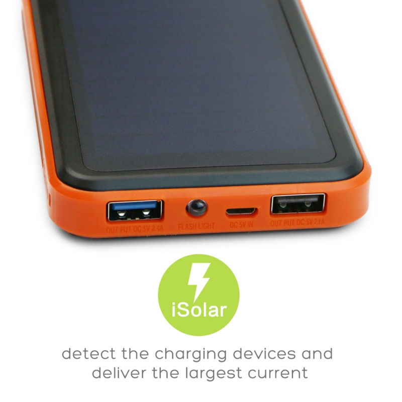 ALLPOWERS 15000mAh Solar Power Bank Portable Power Charger External Battery for iPhone 11 Samsung Huawei Mate 30 Xiaomi etc.