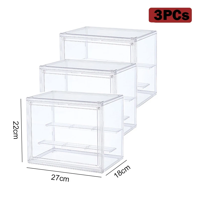 Large Capacity Storage Box Organizer for Figures Acrylic Box Clear Blind Box Showcase Makeup Organizer for Bag: PURPLE