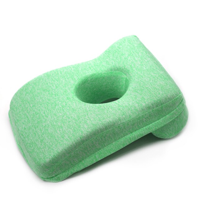Memory Foam Nap Pillow Office Noon Sleeping Pillow School Table Desk Pillow Breathable With Hole for Face Down Sleeper HM005: Cationic Green