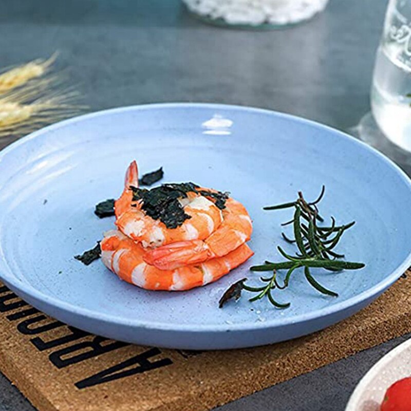 4Pcs 10 Inch Wheat Straw Deep Dinner Plates - Microwave and Dishwasher Safe, Unbreakable Sturdy Plastic Dinner Plates