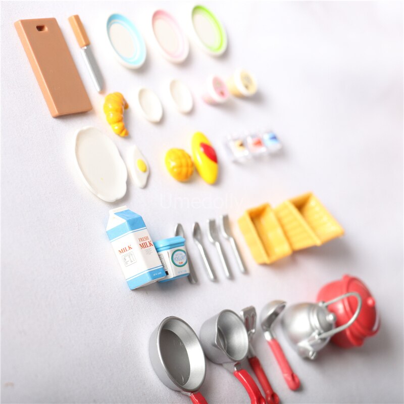 1 SET 1/12 Scale Miniature Dollhouse Kitchen Cooking Utensil Mini Doll Food for OB11 BJD Doll House Decoration Accessories Toy