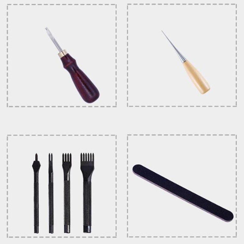 18-Piece Leather Tool Set, Leather Art Tools, Handmade Leather Goods, Hand-Sewn Suit, Diamond Cut Leather Art Tools