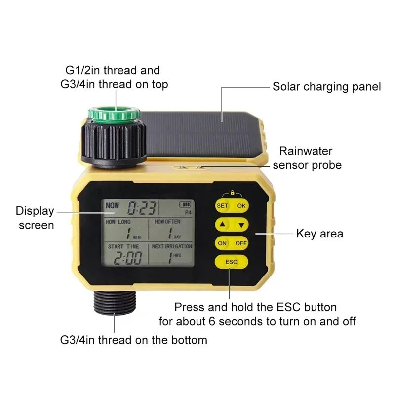 Intelligent Irrigation Watering Timer Auto Water Saving Solar Irrigation Controller Garden Lawn Plant Solar Timer