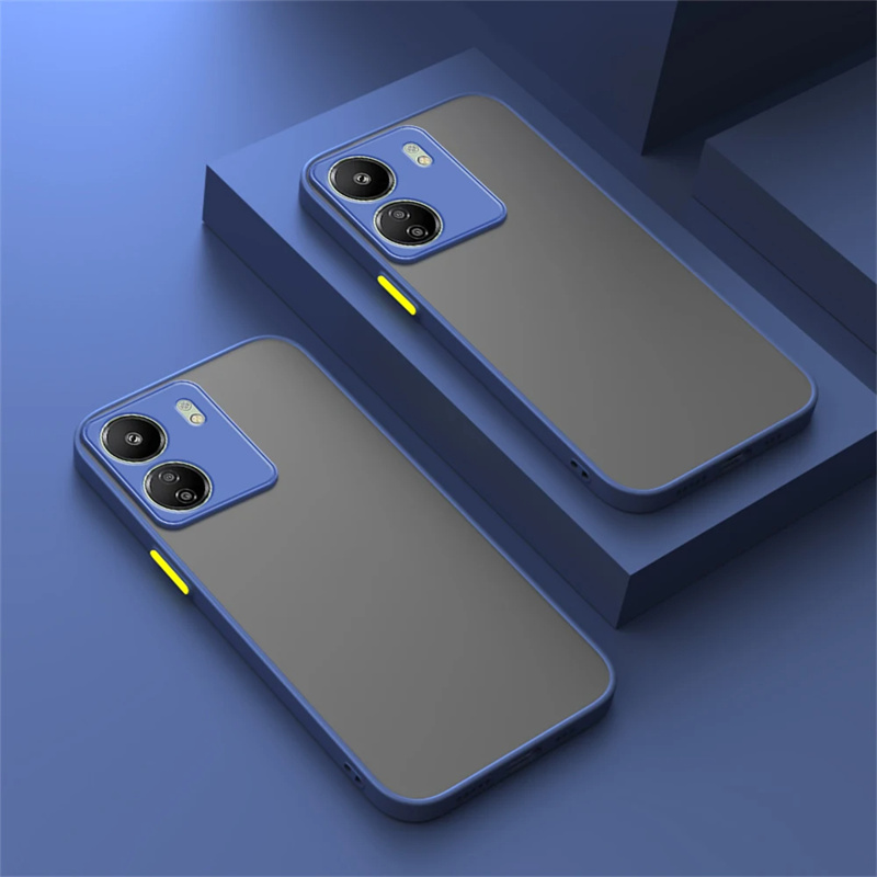 Casos de telefone luxuosos à prova de choque para xiaomi redmi 13c 14c 12 10c 10 9c armadura capa de silicone para redmi 13c 12c 12 14c capa fosca: ABS / Azul