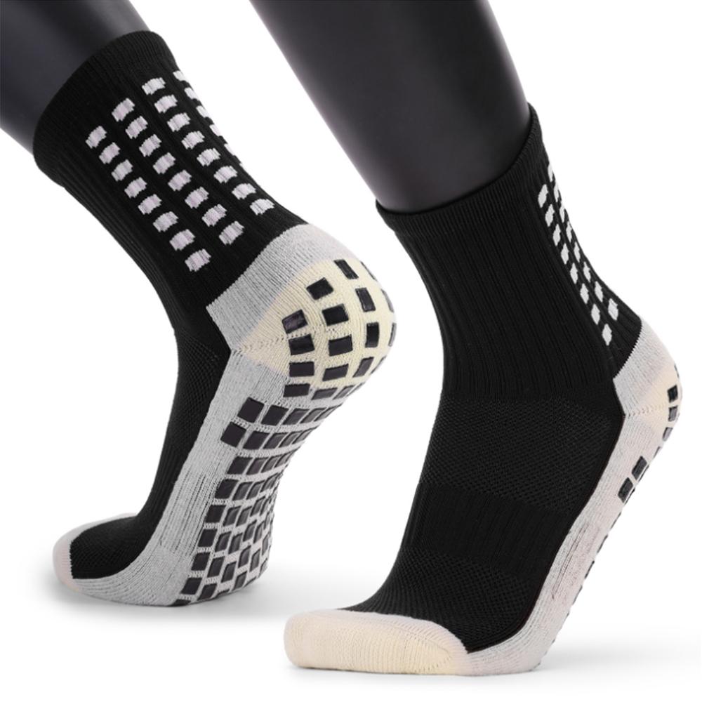 Calcetines deportivos gruesos para hombre, medias antideslizantes con dispensador de tubo para fútbol y baloncesto, novedad, venta de fábrica: Black