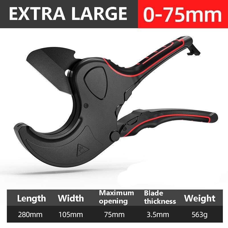 Pipe Cutter 32mm 42mm 63mm 75mm Aluminum Alloy Body Ratchet Scissors Tube Cutter PVC/PU/PP/PE Hose Cutting Hand Tools: JD14-0-75mm
