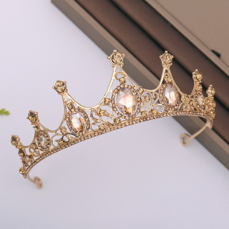 Ailibride Champagne Wedding Crown Haaraccessoires Strass Bruid Hoofdtooi Kroon Koningin Tiara Kroon Bruids Haar Sieraden