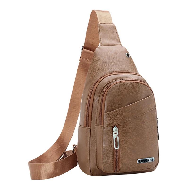 Lederen Borsttas Mannen Reizen Crossbody Tas Business Black Chest Pack Casual Sling Bag Mannelijke Schouder Messenger Bag: YELLOW