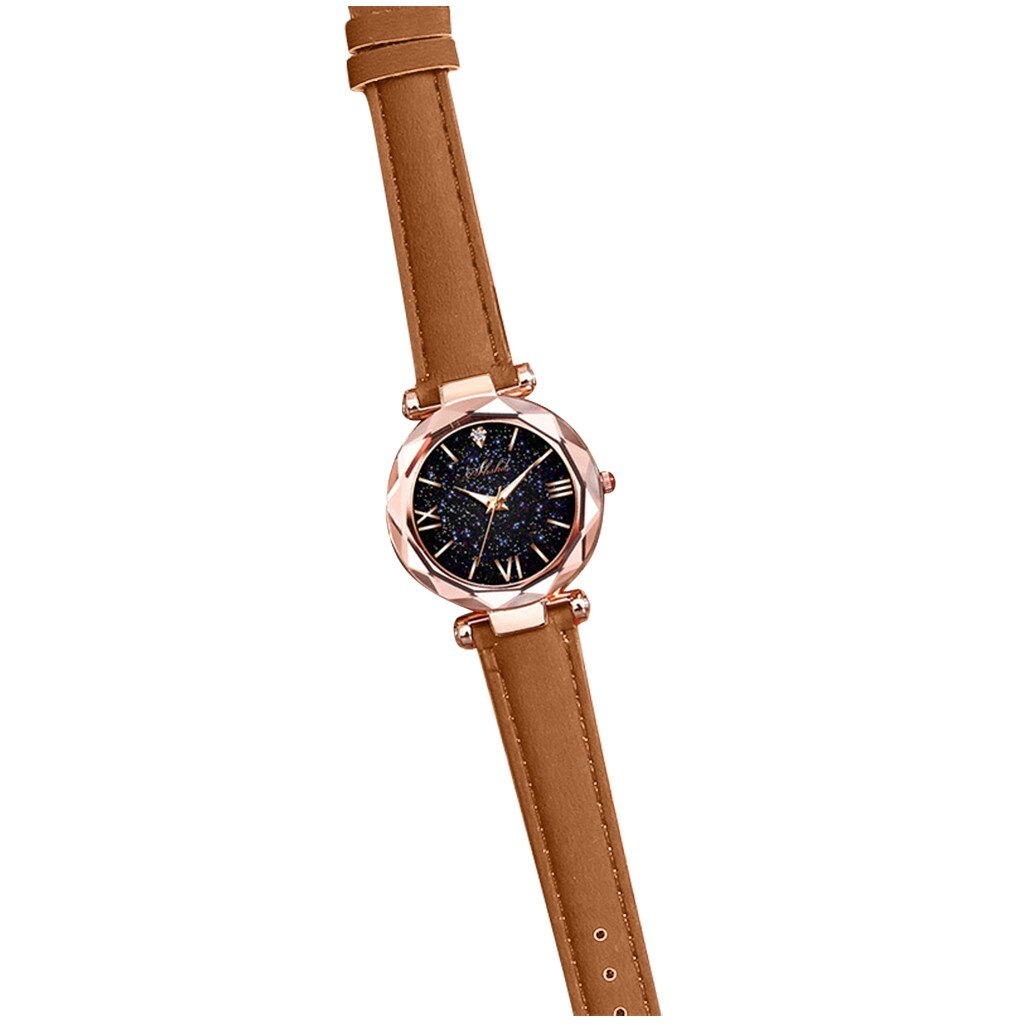 Zegarek Damski-relojes de para mujer, de cuarzo, informal, de cuero, femenino,: Marrón