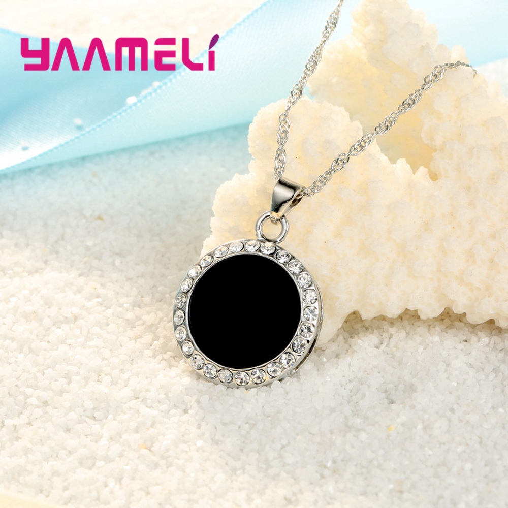 925 Sterling Silver Jewelry Sets Mysterious Style For Women Birthday Party Earrings Necklace Dark Black Wedding