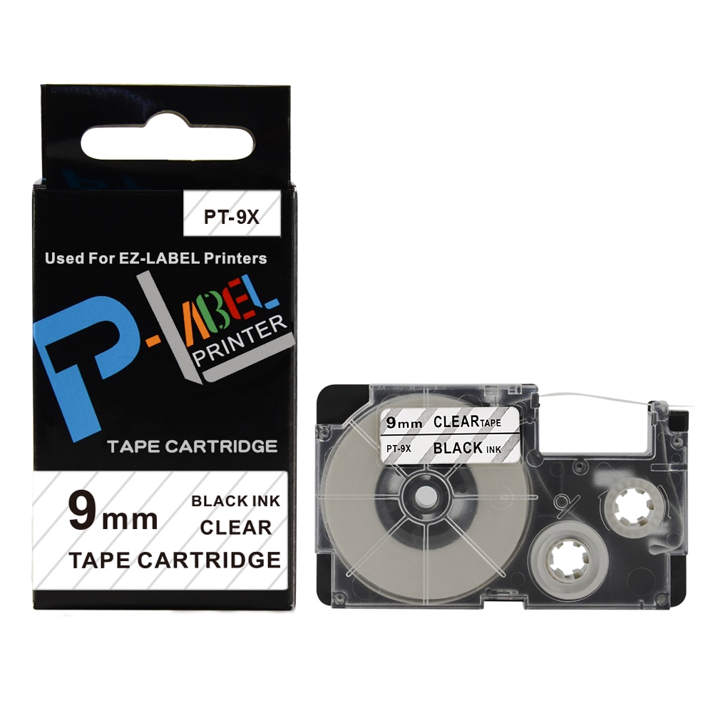 PUTY Compatible Tape XR-9X Black on Clear 9mm 1/4" XR-9X xr-9x Label Tape Cartridge for EZ label Printer KL-120 KL-430 KL-60