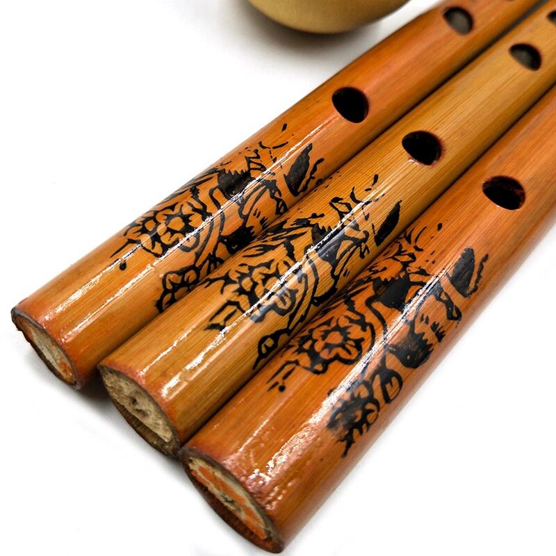 1PC Chinese Traditional 6 Holes Bamboo Flute Vertical Flute Clarinet Student Musical Instrument Wooden Color