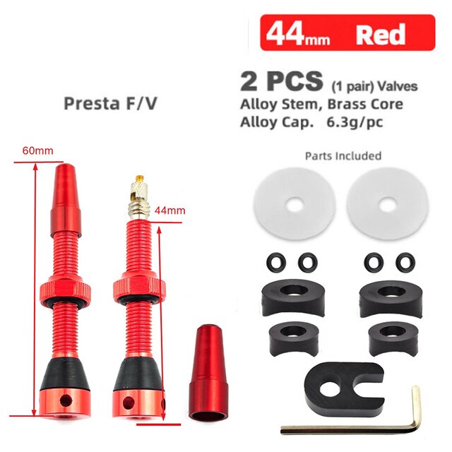 40/60Mm Fiets Tubeless Band F/V Klep Vacuüm Air Valve Aluminium Mtb Road Fiets Tubeless valve Tool Set Fietsen Onderdelen: 44mm Red A