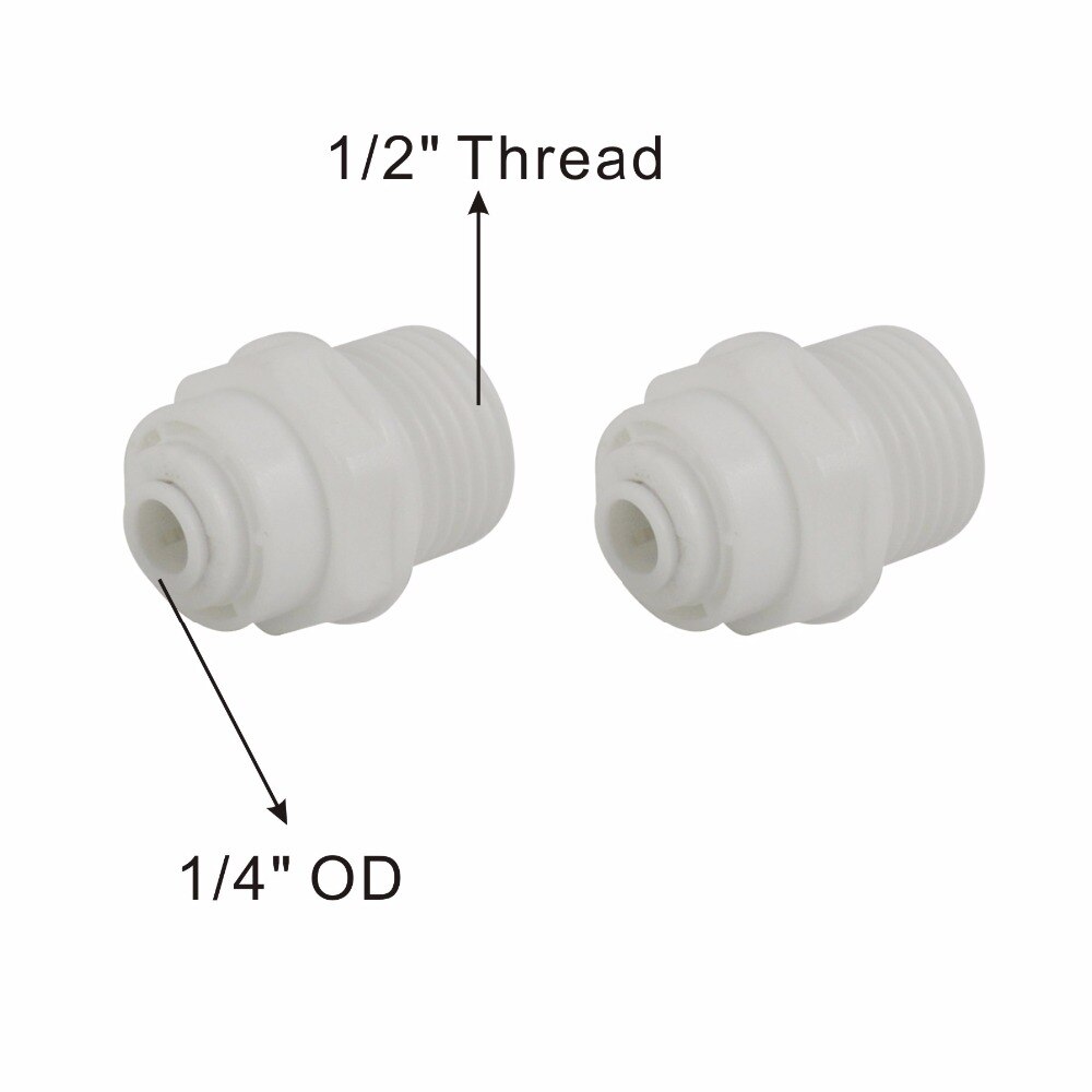 Conector macho recto de 1/2 "de rosca x 1/4" de conexión rápida de sistema RO-Paquete de 2