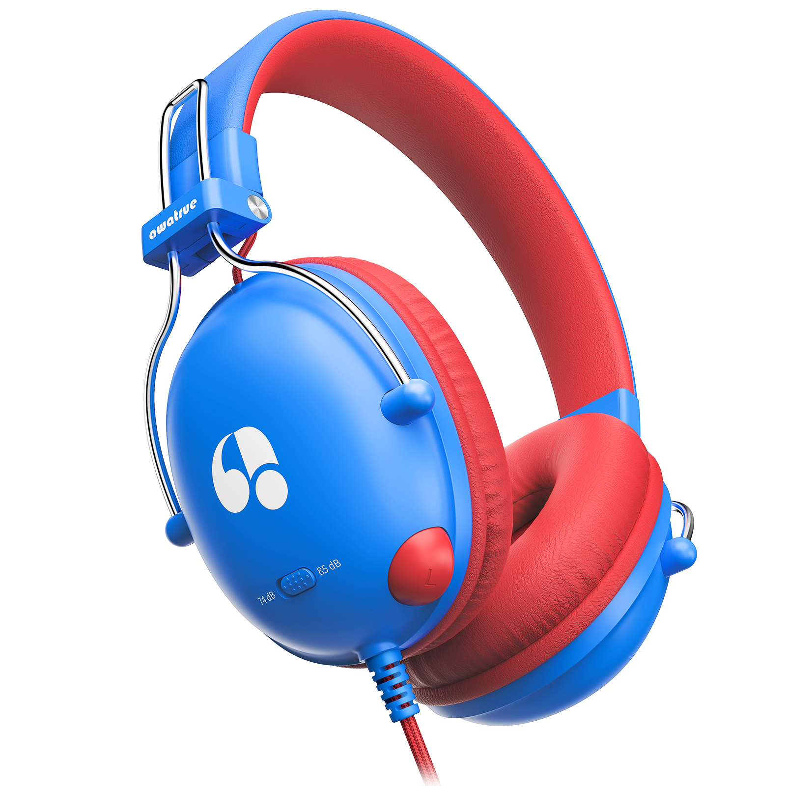 HK05 enfants étude casque filaire casque dessin animé écouteur avec micro musique casque Volume limité 74dB/85dB pour les enfants: Bleu