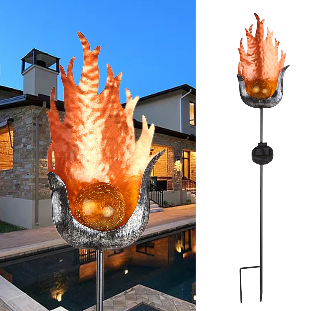 Waterdichte LED solar Lamp Tuin Solar LED Simuleren Vlam Licht Gazon Lantaarn Lamp Outdoor Zonne-verlichting voor Loopbrug Gazon Path