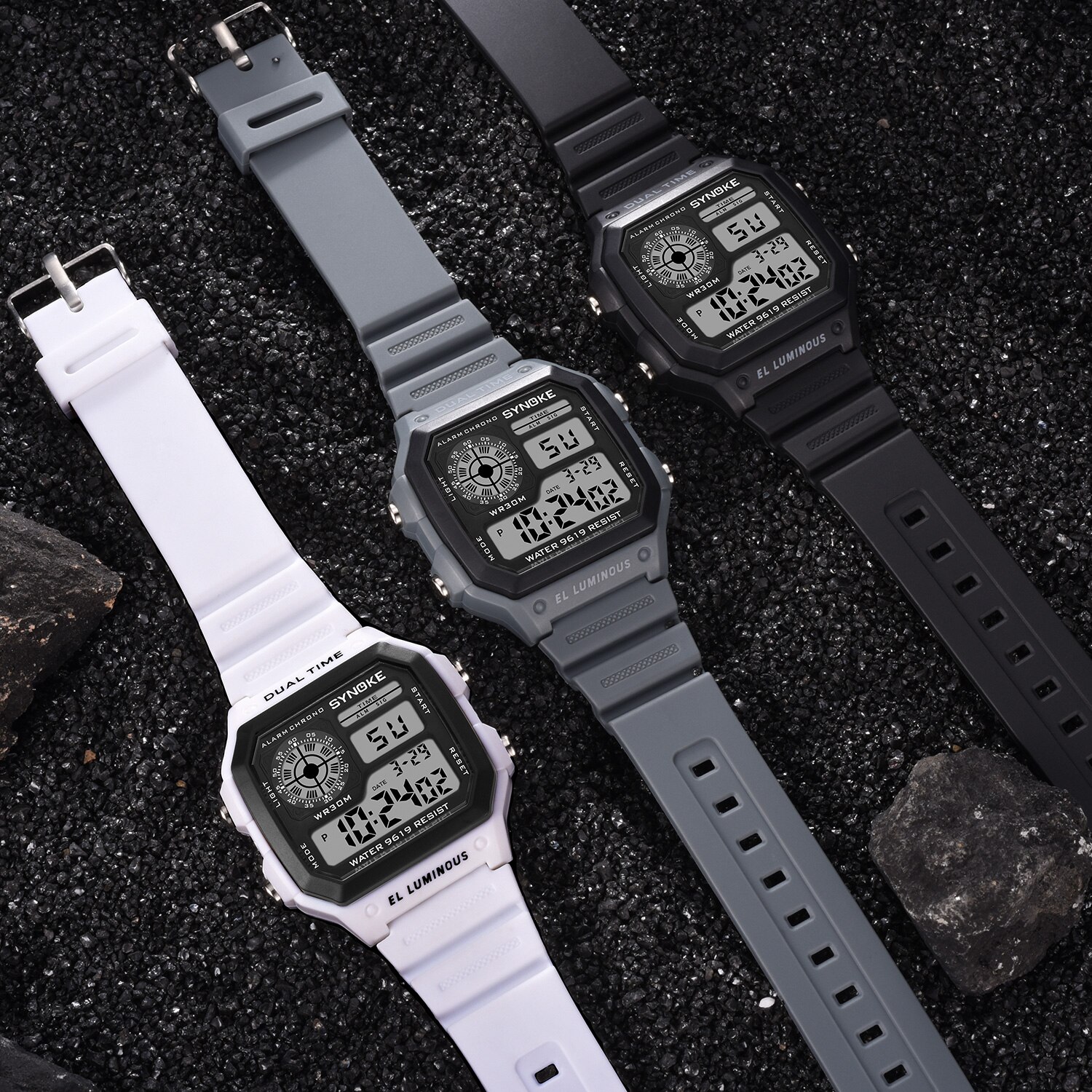 Synoke Mannen Sport Digitale Horloges Ultra-Dunne Led Waterdicht Chronograaf Repeater Relogio Masculino Mannelijke Elektronische Horloges
