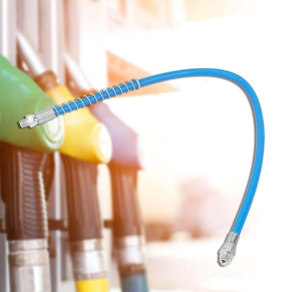 60cm Flexible Grease Gun Whip Hose Coupler Explosion-proof Heavy Duty High Pressure Long Extension Hose W/ Spring Tube