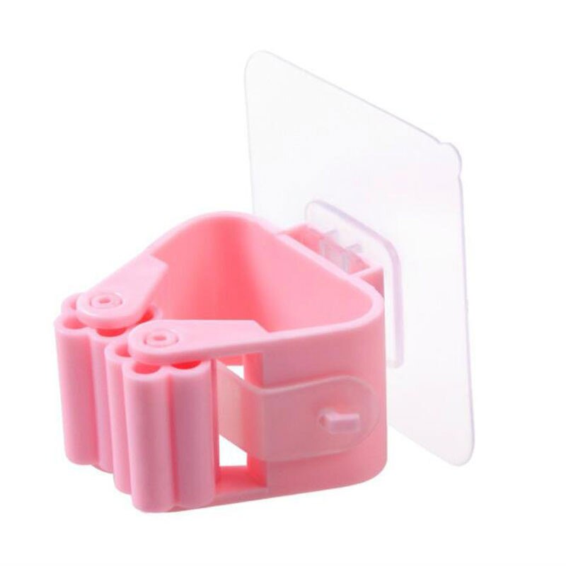 Seamless Suction Cup Mop Hanger Bathroom Free-Punch Mop Shelf Mop Broom Holder Mop Rack Kitchen Tool Hanger Behind Doors/On Wall: Pink
