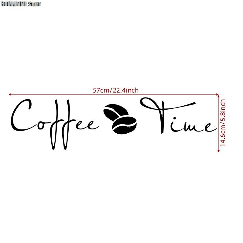 1pc Coffee Time Wall Stickers Modern Cafe Art Decal Kitchen Coffee Shop Office Background Removable Wall Mural Home Decor