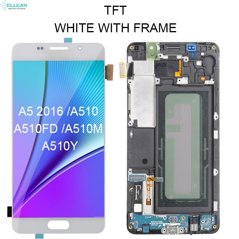 Catteny Rabatt 5,2 zoll Für Samsung Galaxy A5 Lcd Bildschirm A510 Display Mit Touch Digitizer Montage A510F Lcd Mit rahmen: TFT White With Frame