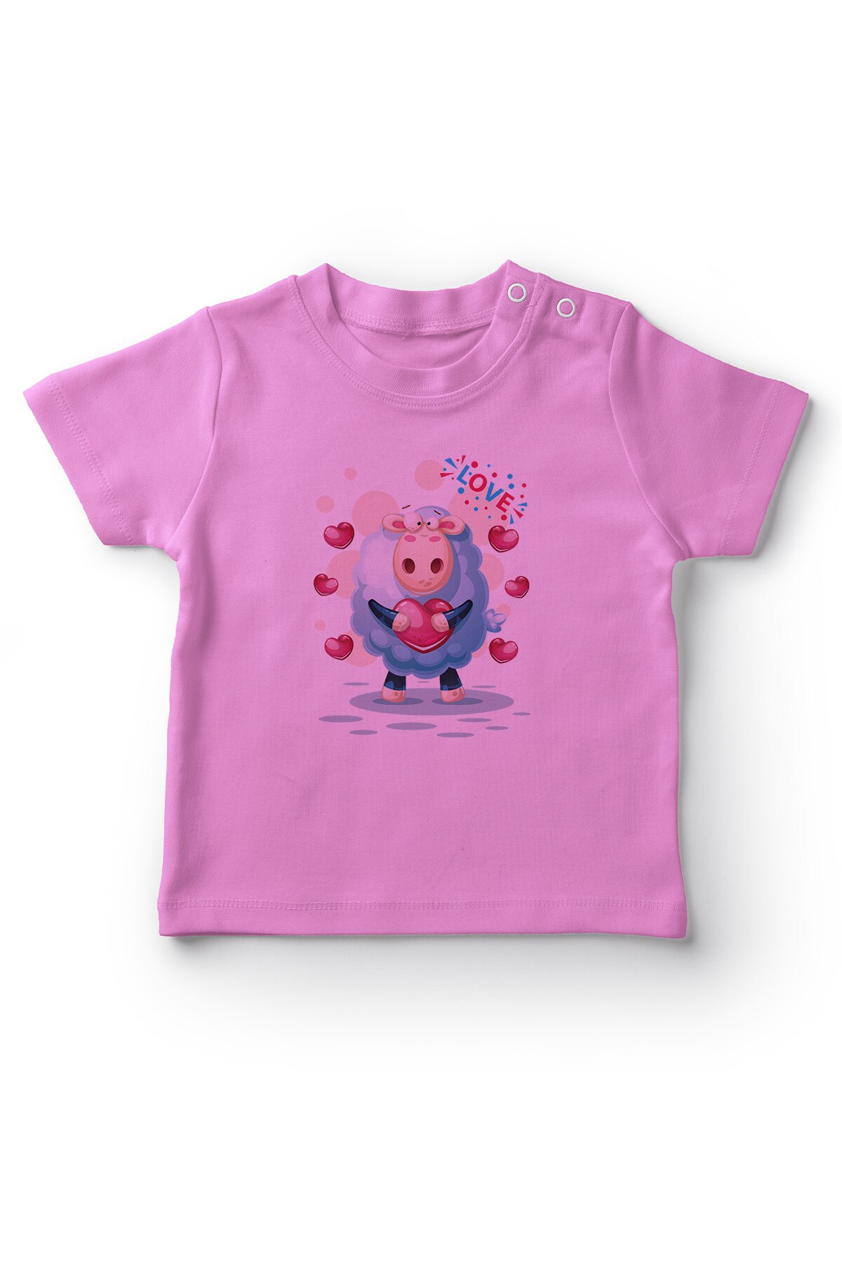 Angemiel Baby Fall In Love With the Lamb Baby Girls T-Shirt Pink