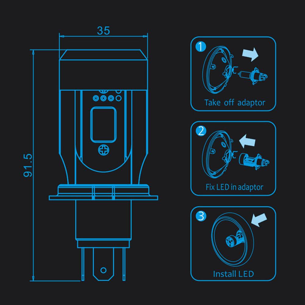 Bleu/rose Angel eye H4 LED phare de moto Ba20d HS1 H6 Scooter moto phare ampoule DRL accessoires 12/24V